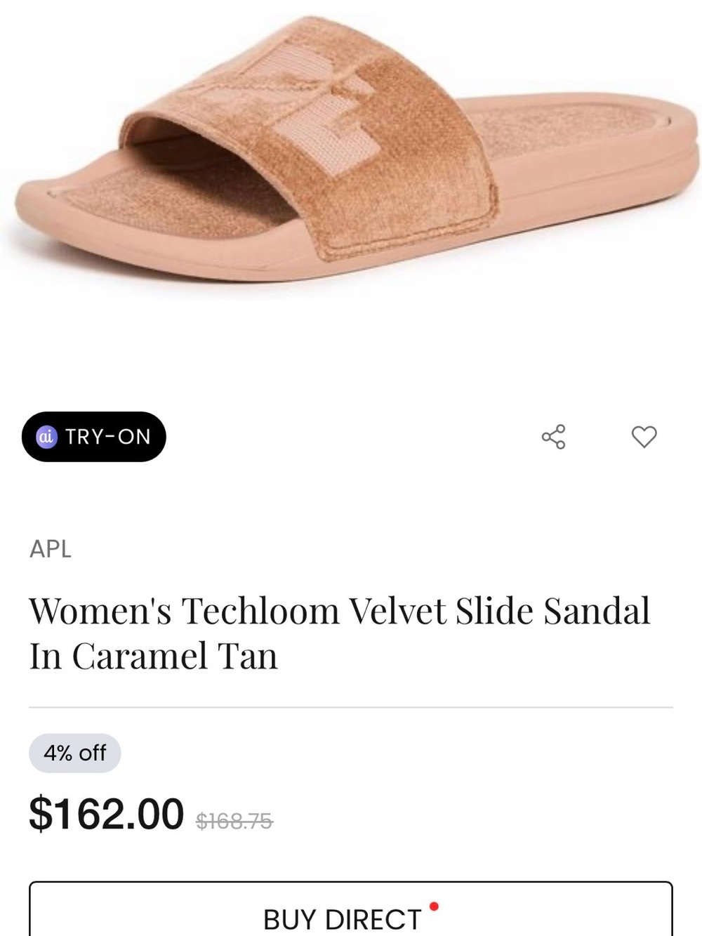 APL Women's Velvet Slide Sandal - Caramel